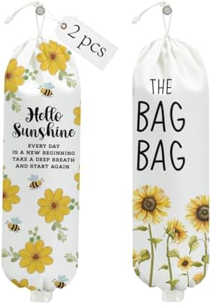 2PCS Sunflower Plastic Bag Holder for Kitchen Essentials, Sunflower Gifts by Unknown