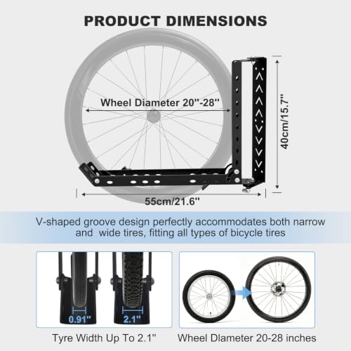 CXRCY Bike Swivel Rack, Wall-Mounted, 90 lb Capacity - Image 2