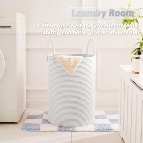 Artfeel Laundry Basket,Woven Cotton Rope Laundry Hamper,40L for Decorative Storage of Dirty Clothes,Toys and Blankets in Bathroom,Baby Room and Living Room - Image 5