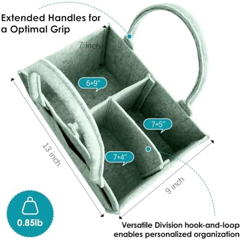 Cute Castle 2 Pack Diaper Caddy Organizer - Portable Baby Caddy Organizer with Handle, Nursery Storage Bin and Car Organizer for Girls, Boys - Baby Gift Basket - Green - Image 2