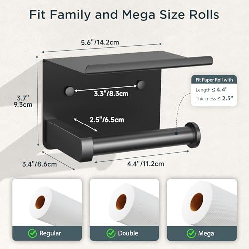 FORIOUS Toilet Paper Holder with Shelf, Adhesive or Screw, Commercial - Image 4