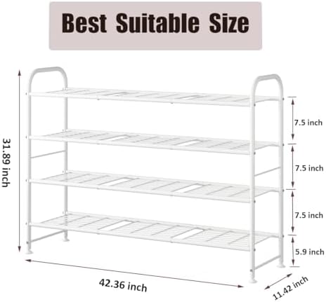 LINZINAR 4 Tier Long Shoe Rack for Closet Metal Shoe Organizer for Entryway - Image 3