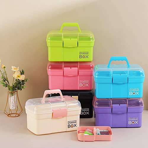 Kinsorcai 11'' Plastic Storage Box with Removable Tray, Multipurpose Organizer for Sewing, Art & Craft, Cosmetic (White) - Image 6