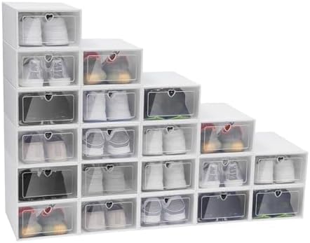 20 Pack Shoe Organizer Storage Boxes, Clear Plastic Shoe Storage Modular Space Saving Shoe Boxes Clear Plastic Stackable Shoe Storage Box with Lids Shoe Box Storage (Love) by Unknown