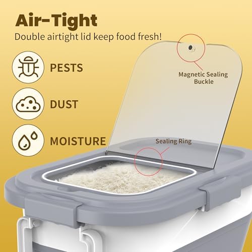 HOYTAMDA 25-35Lbs Rice Container,Collapsible Food Storage Container Wheels - Image 4