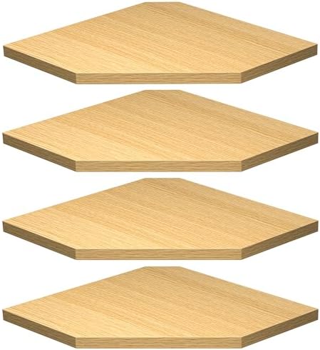 Fun Memories Corner Shelf Wall Mount, Corner Floating Shelves, Set of 4 Corner Wall Shelf Organizer, Rustic Wood Wall Storage Display Shelves for Living Room Bedroom Bathroom Kitchen, Oak by FunMemories