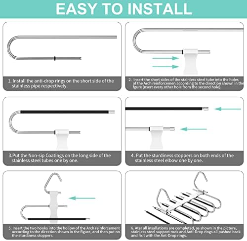 6 Layers Pants Hangers Space Saving Non-Slip Closet Organizer 2 Pack - Image 6
