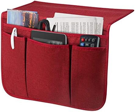 Bedside Caddy Bedside Storage Organizer Magazine Phone Tablet iPad Remote Holder, Organizer Caddy for Home College Dorm Bed, Sofa, Bunk Bed (Burgundy) by SYSOV