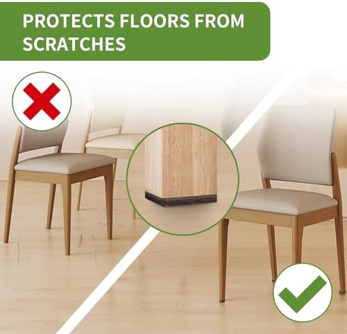 Felt Furniture Pads for Hardwood Floors 48 PCS 1" Square, Brown - Image 4