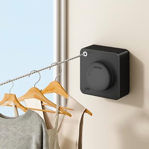 Retractable Clothesline Indoor Outdoor 16.2Ft Non-Sag(1, Black) by UpChoNice