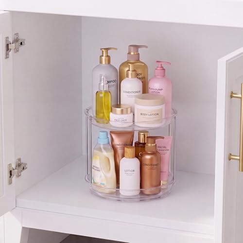 Rotating Makeup Organizer for Vanity, Skincare Holder with 2 Tier Tray - Image 7