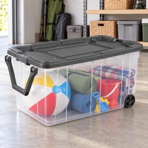160 Quart Wheeled Storage Bin with Latch Lid, Gray - Image 4