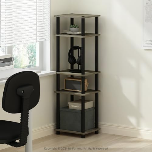 Furinno Turn-N-Tube Storage Shelves, Stackable Standing Shelf, Open Corner Shelf, for Organization and Storage, Living Room, Garage, Home Office, French Oak - Image 2