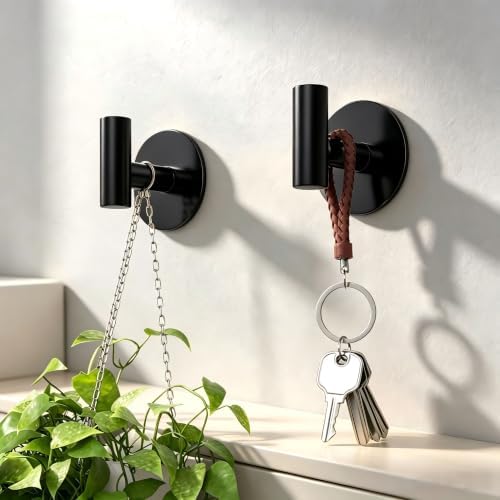 Self-Adhesive Coat Hooks, Stainless Steel Heavy Duty Wall Hooks, Towel Hooks for Hanging Robes, Aprons, Coats and Hats in Bathrooms,Kitchens and Hotels(2 Pack, Black) - Image 6