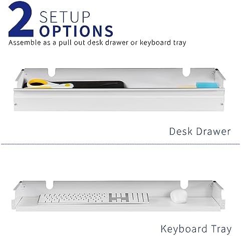 VIVO White Under Desk 33 x 9 in Slide Out Storage Drawer, DESK-DR33-W - Image 6