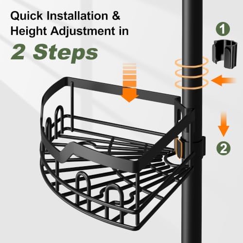 Corner Shower Caddy Tension Pole 4 Tier Stainless Steel Bathroom Organizer Shelves for Inside Shower Bathtub Shampoo Storage,26 to 120 Adjustable Standing Rack with Towel Rack - Image 5