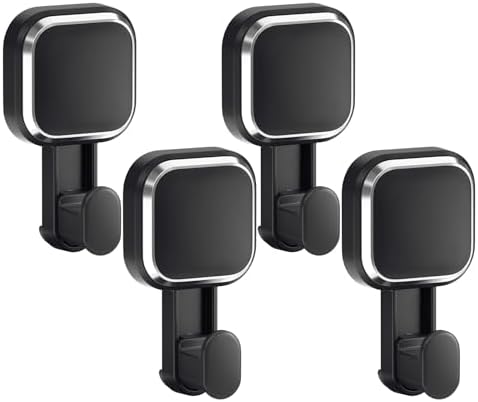 LEVERLOC 4 Pack Suction Cup Hook for Inside Shower, Towels & Looafhs, Black by LEVERLOC