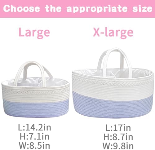 X-Large Baby Diaper Caddy Organizer, Cotton Rope Nursery Storage Basket - Image 4