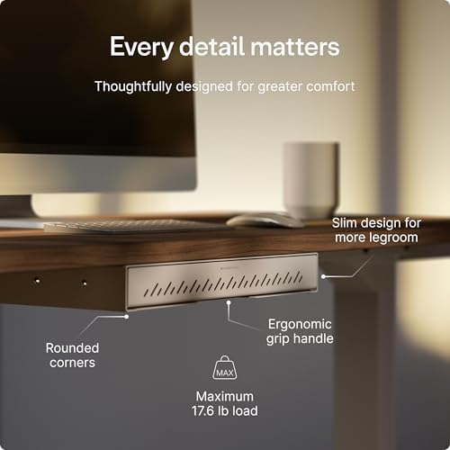 Desktronic Under Desk Drawer — Hidden Under-Desk Storage Organizer, Easy Install, Large Capacity Metal Sliding Drawer for Home Office, Standing Desk & Workstation (Grey) - Image 7