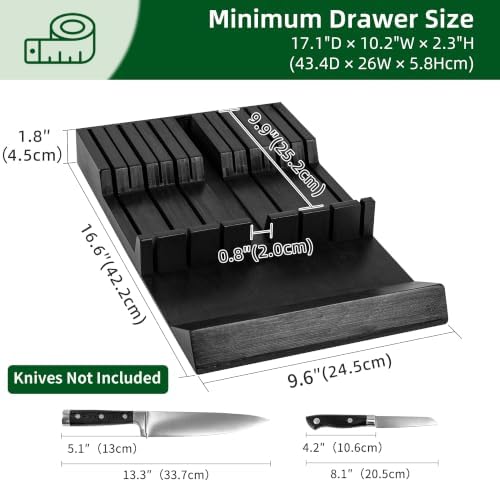 Utoplike Bamboo Knife Drawer Organizer, In-drawer Knives Block for Kitchen - Image 4