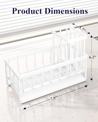 Kitsure Sponge Holder for Kitchen Sink, 7.9" Wide - 1 Tier, White - Image 2