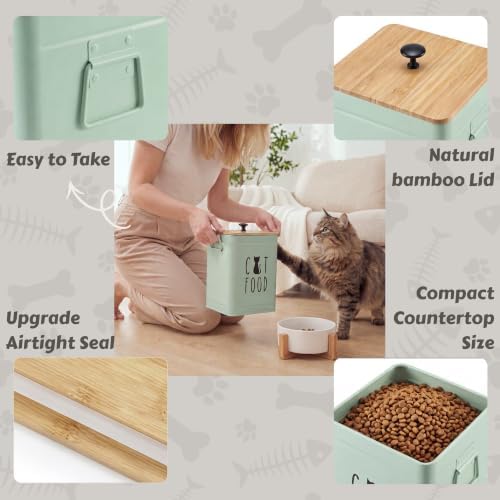 PERFNIQUE Cat Food Storage Container, Airtight Cat Treat Container with Bamboo Lid, Pet Food Storage for Kitchen Countertop, Treat Jars for Pets, Cat Food Container (Sage Green, with Spoon) - Image 5