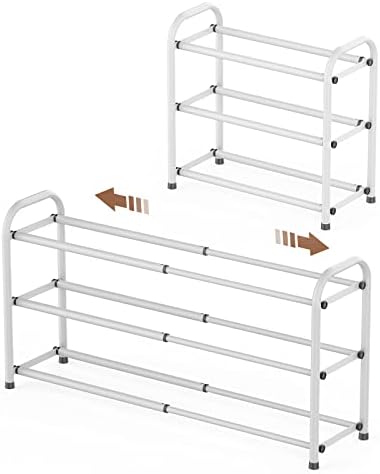 Gonfoam Expandable 3-Tier Shoe Rack for Closet and Entryway, White by Gonfoam