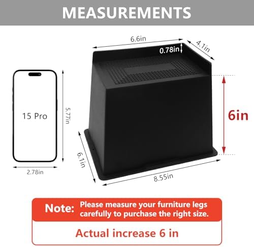 4 Pack Bed Risers 6 inch Heavy Duty, Oversized Furniture Risers - Image 2