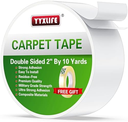 YYXLIFE Double Sided Carpet Tape for Area Rugs & Hardwood Floors, 2" x10YD by YYXLIFE