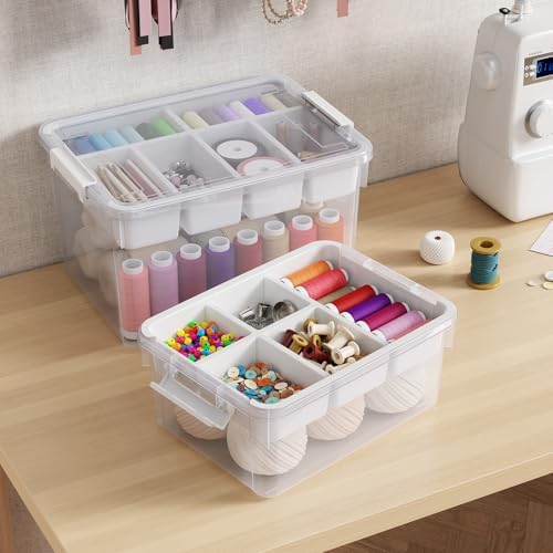20Qt Stackable Storage Bin with Lid Tray Craft Box Organizer, 1Pack,WH - Image 6