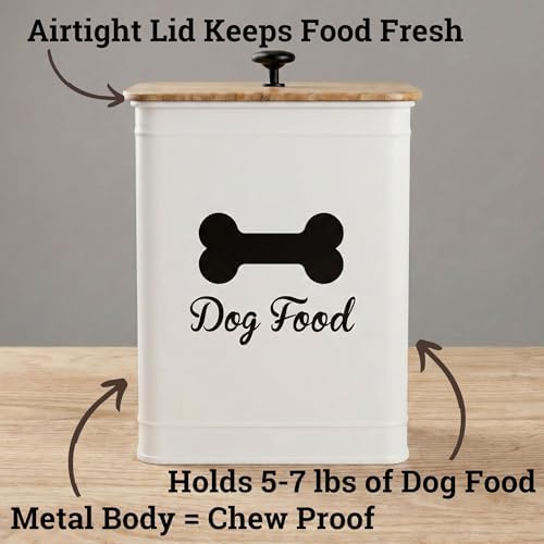 Metal Dog Food Container 5-7lb, 25 Cup w/ Airtight Bamboo Lid, Metal Handle - Image 2