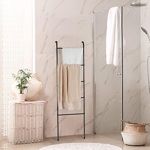 Blanket Ladder Black Towel Ladder for Bathroom Metal Blanket Rack for Living Room - Image 5