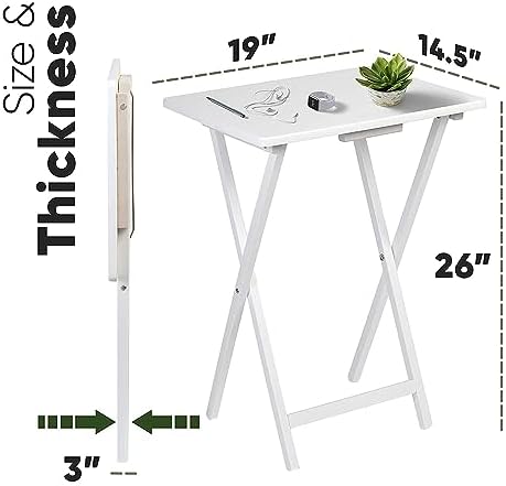 PJ Wood - Folding Wood TV Tray Table Set - White 10-Piece - Image 3