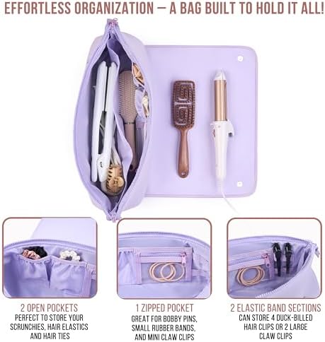 BAREFOOT CARIBOU Hair Tools Travel Bag and Heat Resistant Mat 17" (Lilac) - Image 6