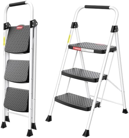 HBTower 3 Step Ladder, 330lbs Sturdy Step Stool with Anti-Slip Pedal by HBTower