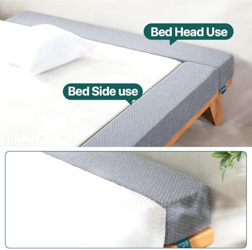 Bed Gap Filler for Headboard & Wall, Mattress Extender Pillow with Removable Cover & Memory Foam, Fills Gaps Between Mattress and Headboard, Stops Items Falling (Light Gray, King Size) - Image 3