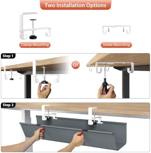 Univivi No Drill Under Desk Cable Management Tray, 28 inch Cable Management - Image 6