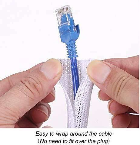 Cable Management Sleeve, Split Design, 25FT - 1/4 Inch, White - Image 2