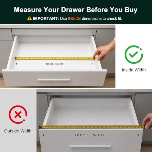 Kitchen Bamboo Silverware Organizer, Kitchen Drawer Organizer - Utensil Holder and Cutlery Tray with Grooved Drawer Dividers for Flatware 7 Slot, White - Image 3
