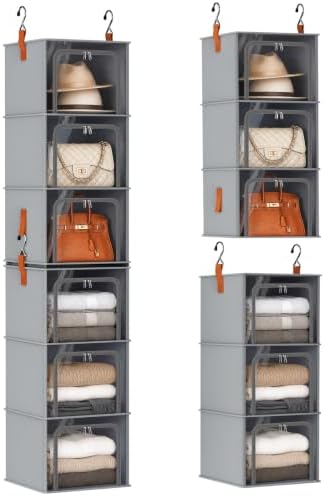 Homsorout 6-Tier Modular Hanging Closet Organizer Shelves, Grey by Homsorout