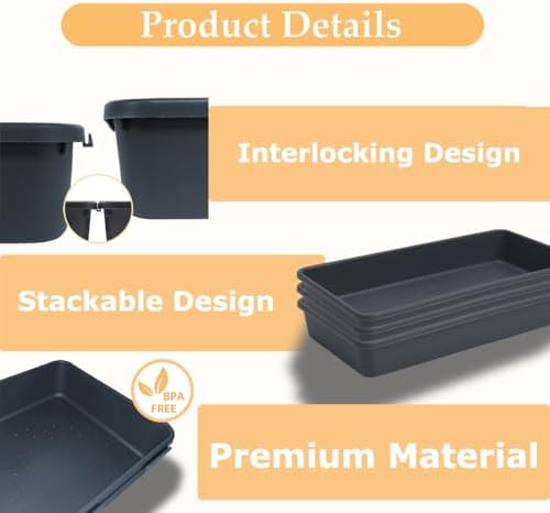 3PCS Large Plastic Drawer Organizer Tray, 12" X 6" Desk Organizers Bins Set - Image 5