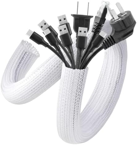 AGPTEK Cable Sleeve, 10ft - 1.5 inch Cable Management Cord Hider, White by AGPTEK