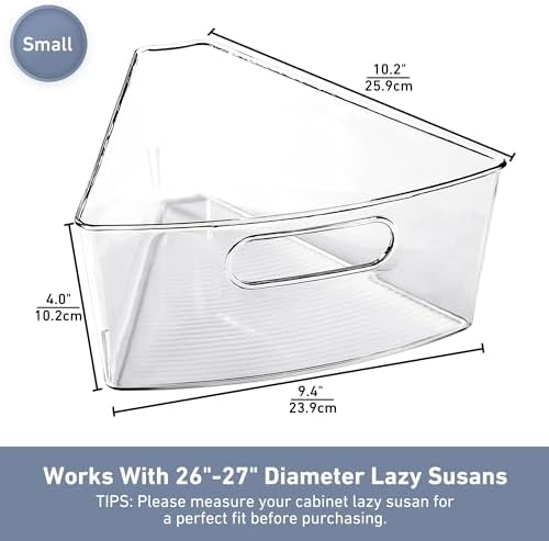 Leeden Lazy Susan Cabinet Organizer, 1/8 Wedge Bins for 26in, 6 Pack - Image 3