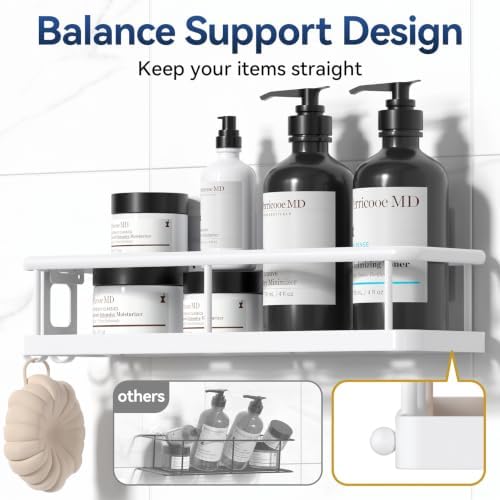 YASONIC Shower Caddy Adhesive, Rustproof Shower Organizer, Large Capacity Shower Shelves for Inside Shower, No Drilling Bathroom Organizers and Storage for Home Decor - Image 5