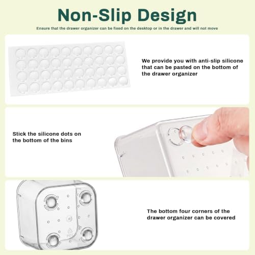 6 PCS Clear Plastic Drawer Organizers Set Storage Trays - Image 3