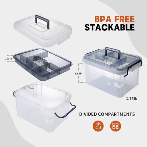 2-Tier Medicine Organizer - Plastic Portable Storage Box with Handle Blue - Image 3