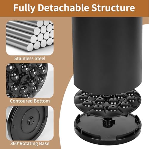 Nigelia Extra Large Kitchen Utensil Holder, 360° Rotating Stainless Steel Cooking Utensil Holder for Countertop, 3 Compartment Flatware Organizer & Cooking Caddy with Removable Base（Black） - Image 6