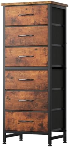 Sweetcrispy Tall Fabric Dresser for Bedroom, 6 Drawer Chest of Drawers by Sweetcrispy