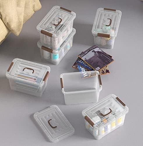 WYT 18-Pack Clear 7 Quart Storage Latch Box/Bins, Plastic Stackable Latching Box with Brown Handle and Lid, Multi-Purpose, 7 Litre - Image 6