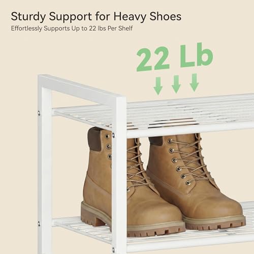 Nunsino Narrow Shoe Rack, 10-Tier Metal Shoe Organizer,Tall Shoe Shelf with Anti-Tip Strap, Max Holds 22 Pairs,Space Saving for Closet,Entryway,White - Image 5